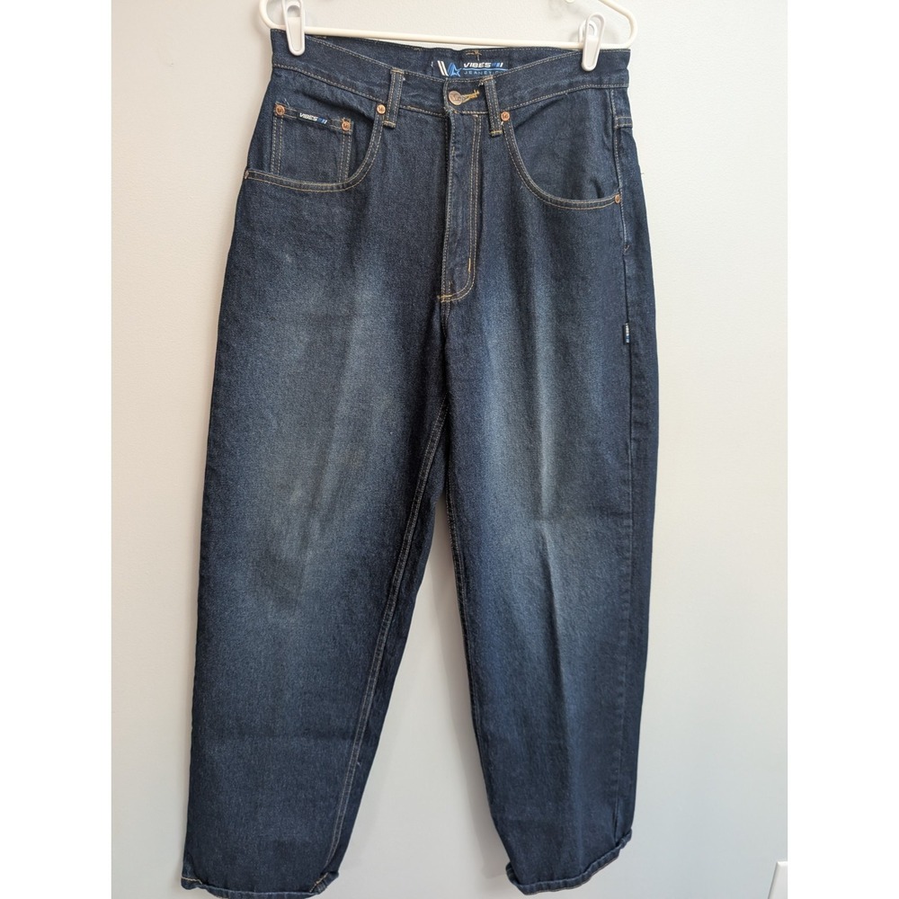 E4 Vintage VIBES JEANS Mens 32x32 Blue Jeanetics Baggy Wide Leg Loose Y2K